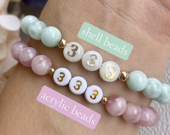 Gemstone Angel Number Bracelet, Spiritual Jewelry, Personalised Gift