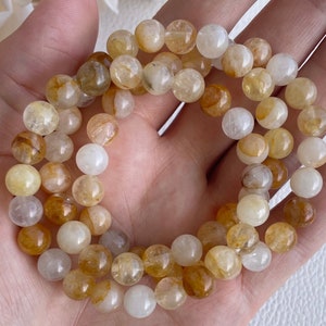 GOUDEN HEALER Quartz-stretcharmband, natuurlijke 8 mm-kralen, genezing, reiniging, transformatie, spirituele groei, vreugde en optimisme