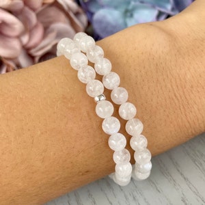 Rainbow Moonstone Bracelet, 6mm Beads, Blue Flash Moonstone, Calm, New Beginnings, June Birthstone