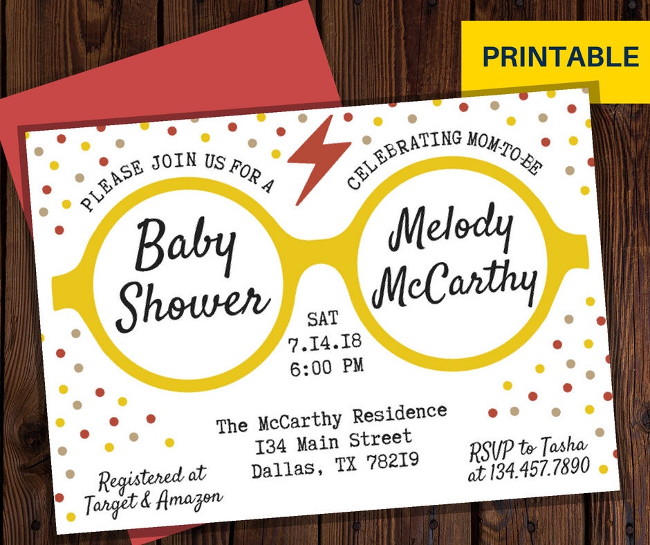Harry Potter Baby Shower Invitation Printable Hogwarts Muggle Etsy