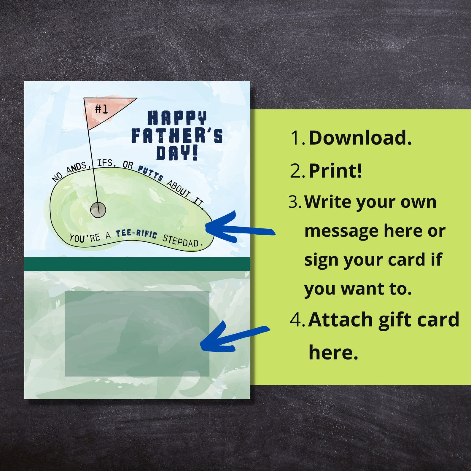 Stepdad Printable Fathers Day Golf Galaxy Gift card holder Etsy