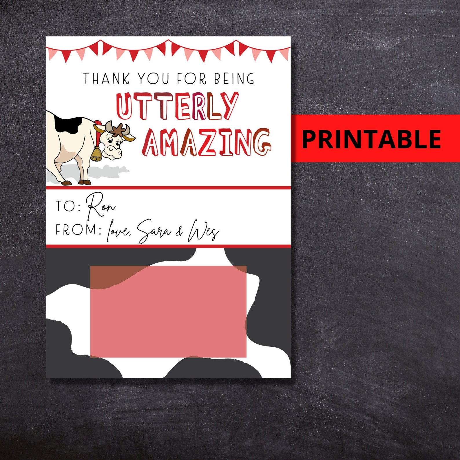 ChickFilA Gift Card Holder Printable Appreciation Card Etsy