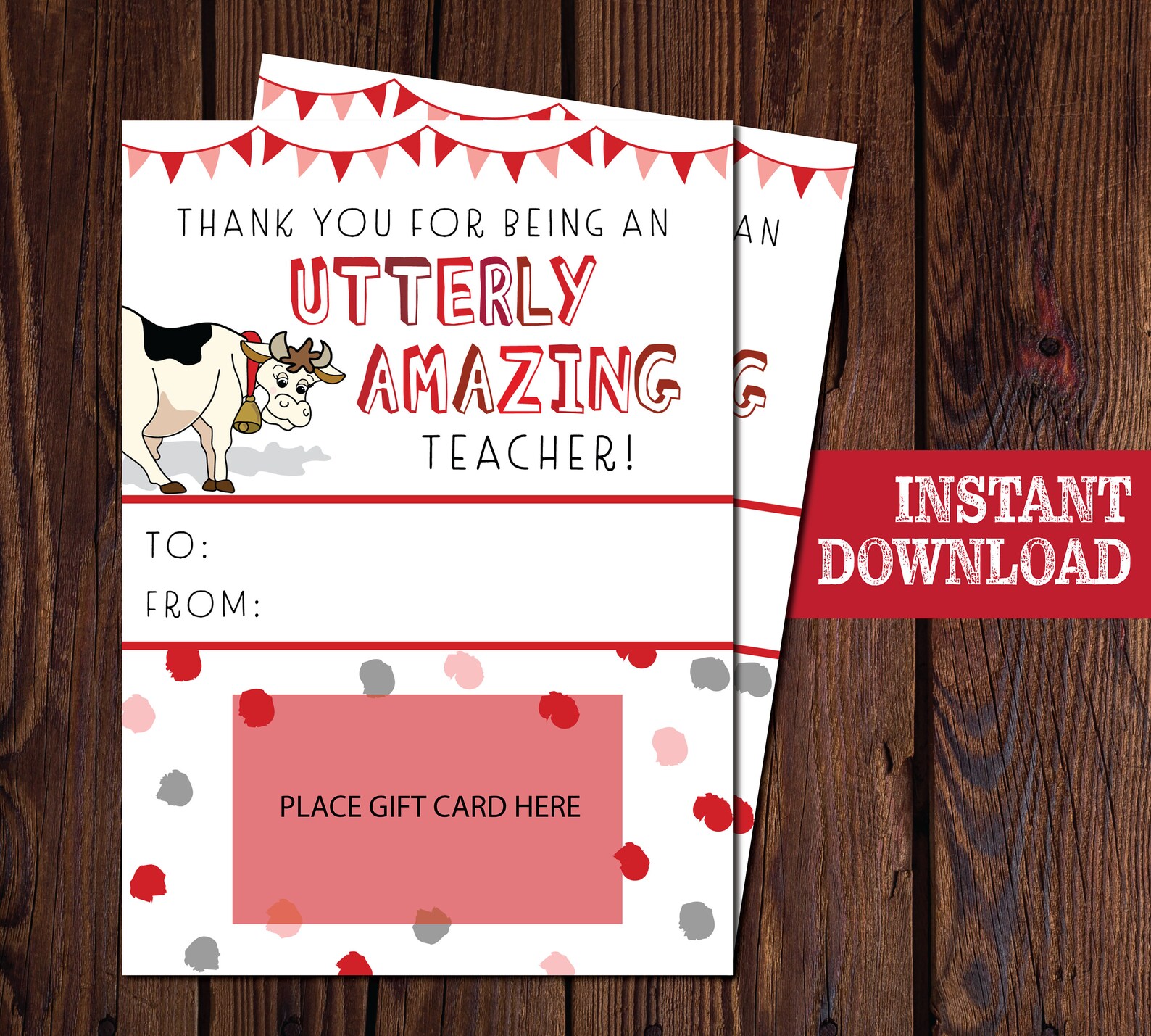 Teacher Appreciation Gift Chickfila Gift Card Holder Card Etsy