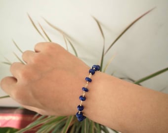 Unique piece Rosary bracelet lapis lazuli royal blue bracelet fine goldfilled stone semi-precious natural gem handmade chic delicate