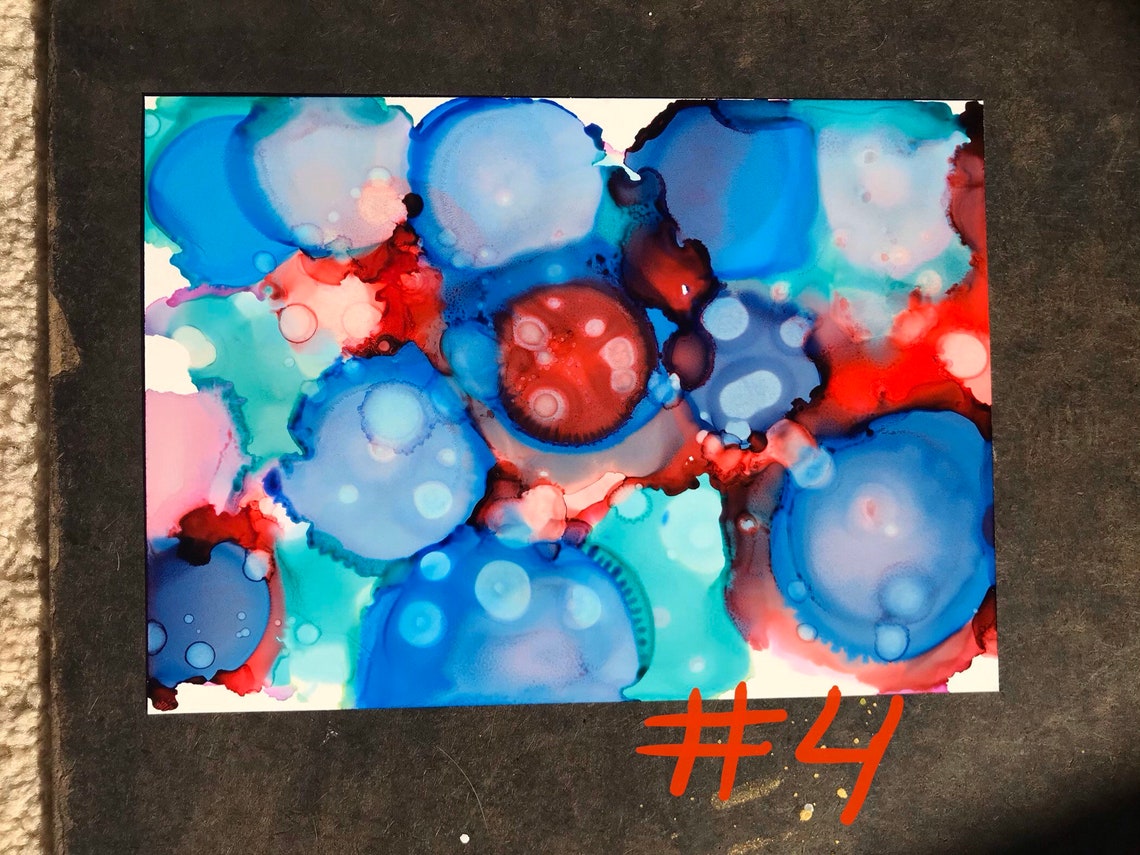 Original Abstract Alcohol Ink on Vinyl Cards Etsy