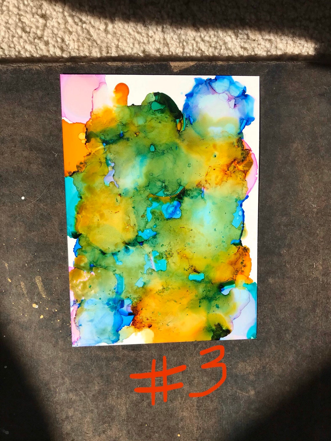 Original Abstract Alcohol Ink on Vinyl Cards Etsy