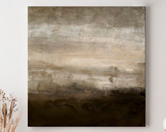 Abstrakte Malerei Beige, Malerei dunkelbraun beige, graue und beige abstrakte Kunst, strukturierte Kunst handgefertigte Malerei im Rothko-Stil, abstrakte Kunst