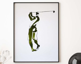 Golf Gifts For Men, Golf Painting, Golf Player Watercolor Painting, Golfer Home Decor,Original Drawing,Small Watercolor Painting,Golf Poster