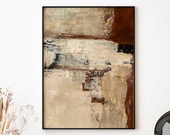 Arte abstracto en terracota, Impresión expresionista abstracta, Decoración de pared moderna, Arte contemporáneo para pasillo, Impresión minimalista moderna