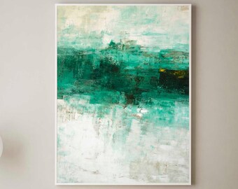 Green Abstract Painting Print, Bright green abstract art, Huge print green, Rolled Canvas Print, Huge print on canvas, Green Painting