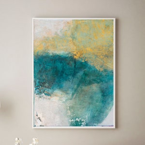 Blue gold abstract painting, Blue gold abstract print, Abstract painting printing on canvas, Fine arts quality cotton canvas prints