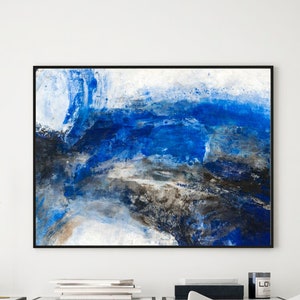 Blue wall art aesthetic, Navy Blue abstract print, Blue wall art print, Dark blue abstract painting, Aesthetic blue print