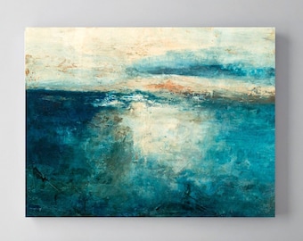 Abstract Seascape Print, Seascape Canvas Art, Abstract Sea Painting, Textured seascape print, Beach home decor