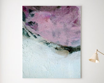 Großes abstraktes Bild, abstraktes Rosa auf Leinwand