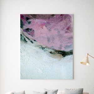 Blush Pink Wall Art, Großes Wandbild Blush Pink auf Leinwand, minimalistische abstrakte Malerei auf Leinwand