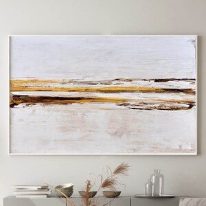 Gold wall art large, White gold painting, Minimalist wall art gold, Abstract gold painting, Minimalist abstract painting on canvas original