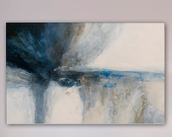 Blue Abstract Textured Painting, Abstract Painting Blue and White, Navy Blue Wall Art, Blue Wall Art, Acrylic Abstract Painting