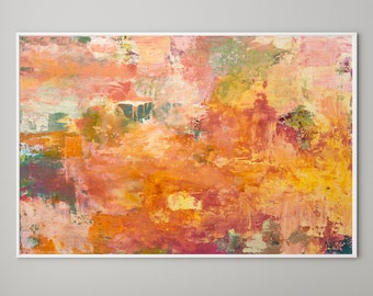 焦げたオレンジ色のアート、キャンバスに描かれた焦げたオレンジ