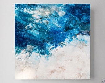 Dark Blue Wall Art, Abstract Wall Art Vibrant Abstract Painting on canvas, Dark Blue Abstract Painting, Wall Art Living Room, Wall Art