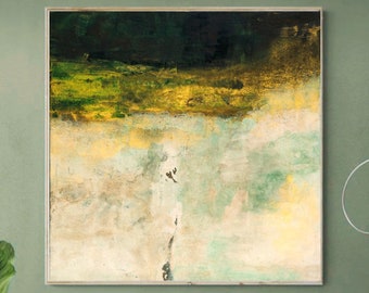 Green Gold Abstract Painting Print, Modern Wall Art