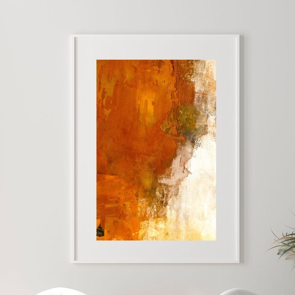 Burnt Orange Print, Modern Abstract Art, Digital Extra Large Abstract Painting For Living Room Décor, Canvas Burnt Orange Décor