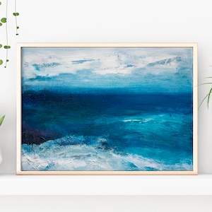 Sea painting.Marine painting.Oil Painting. Original Painting on Canvas.Landscape Painting.Abstract Landscape.Original artwork.Blue painting.