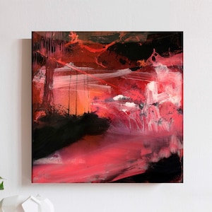 Mini artwork, Hot pink wall art, Abstract art, Original abstract painting, Abstract Wall art