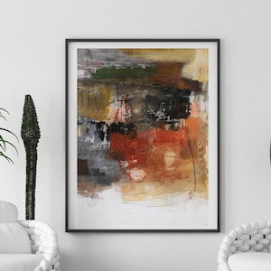 Reddish brown abstract painting Warm tone prints Large prints wall art  Modern printable wall art