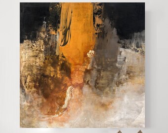 Textured Copper Abstract Painting, Luxury Oversized Wall Art