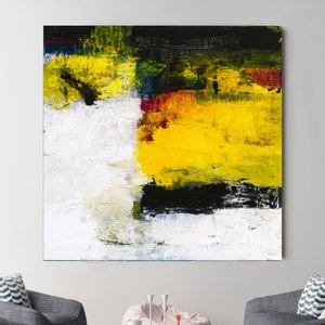 Yellow Wall Art, Yellow Abstract Painting, Large Original Yellow Abstract Painting for a Modern Office Wall Art, Office Wall Decor