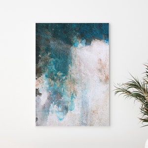 Abstract art teal, Teal white abstract painting on canvas, Teal canvas, Minimalistic teal abstract, Teal modern painting, Teal wall art