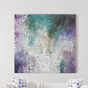 Original purple abstract art, Abstract painting purple, Purple and green abstract, Acrylic paintings on canvas
