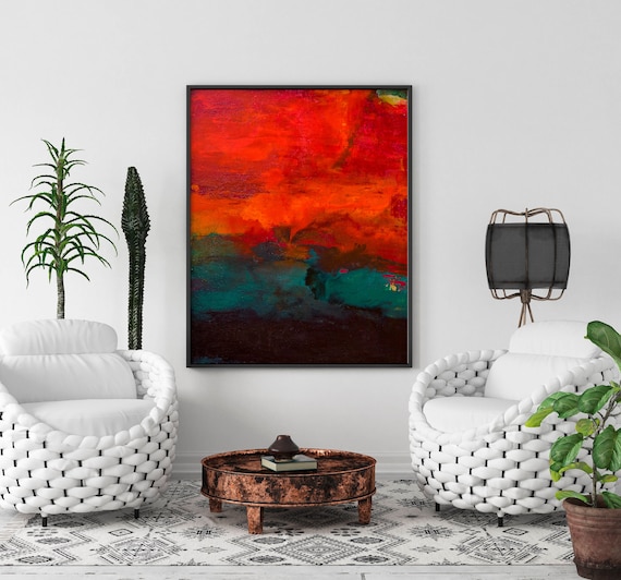抽象絵画 赤い 絵 絵画 赤の抽象画 木製フレーム付き O79146189