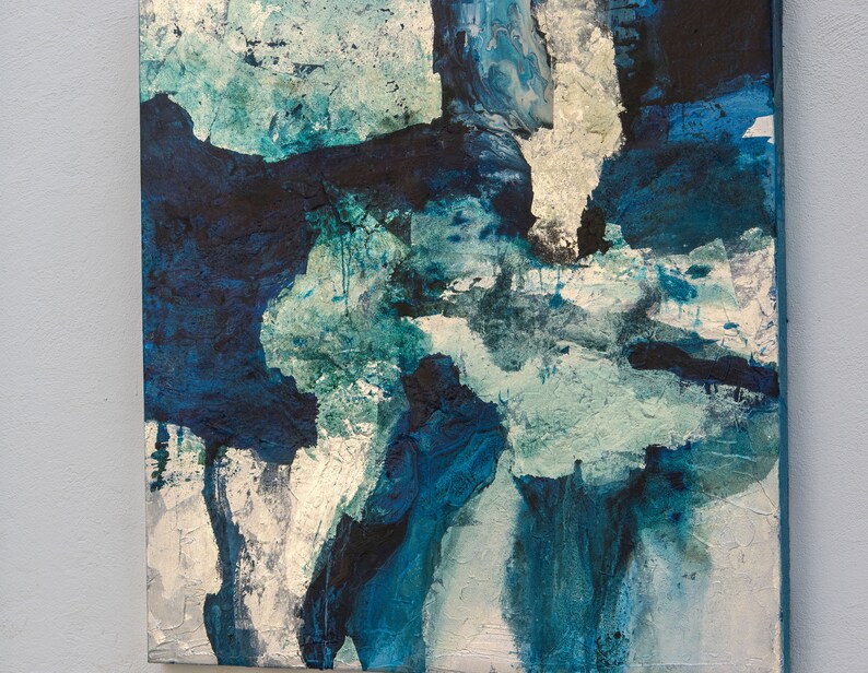 Navy Blue Abstract Art Large Square Wall Art Dark Blue Wall Etsy