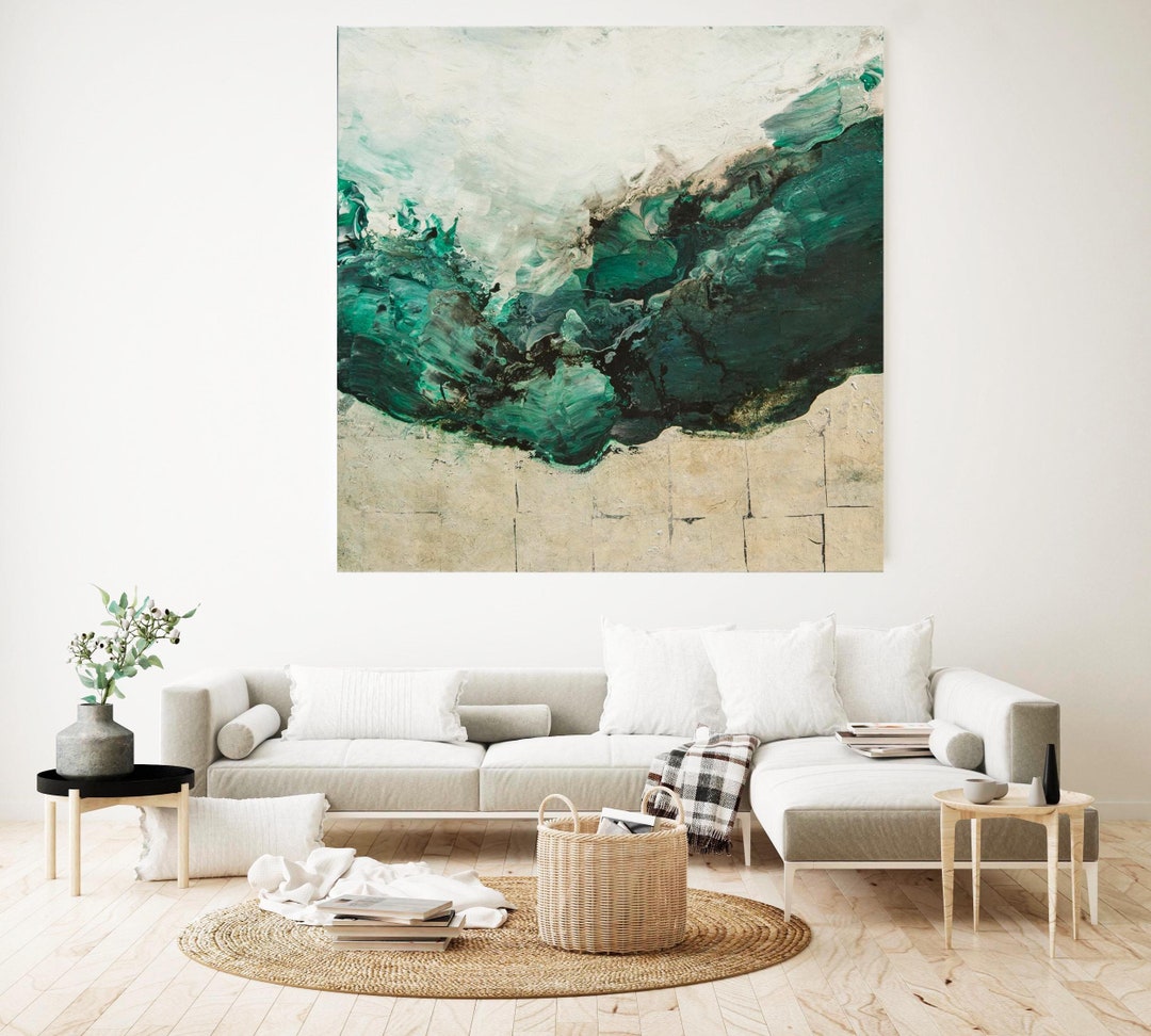 Emerald Green Wall Art, Silver Leaf and Emerald Wall Art, Silver Leaf