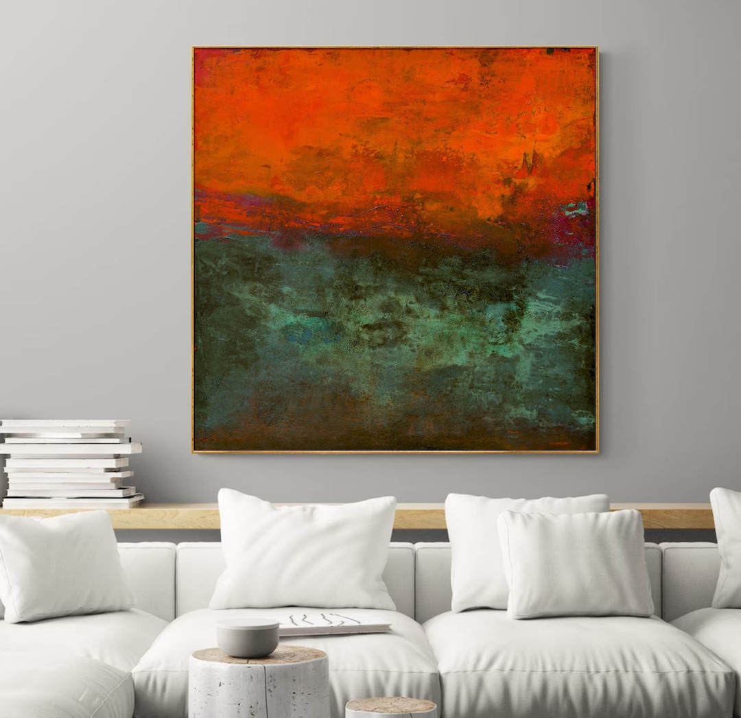 Burnt Orange Wall Art, Large Mark Rothko Style Wall Art, Burnt Orange