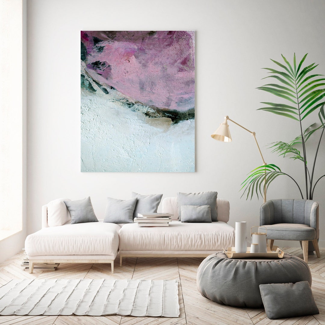 Blush Pink Wall Art, Large Wall Art Blush Pink on Canvas, Minimalist
