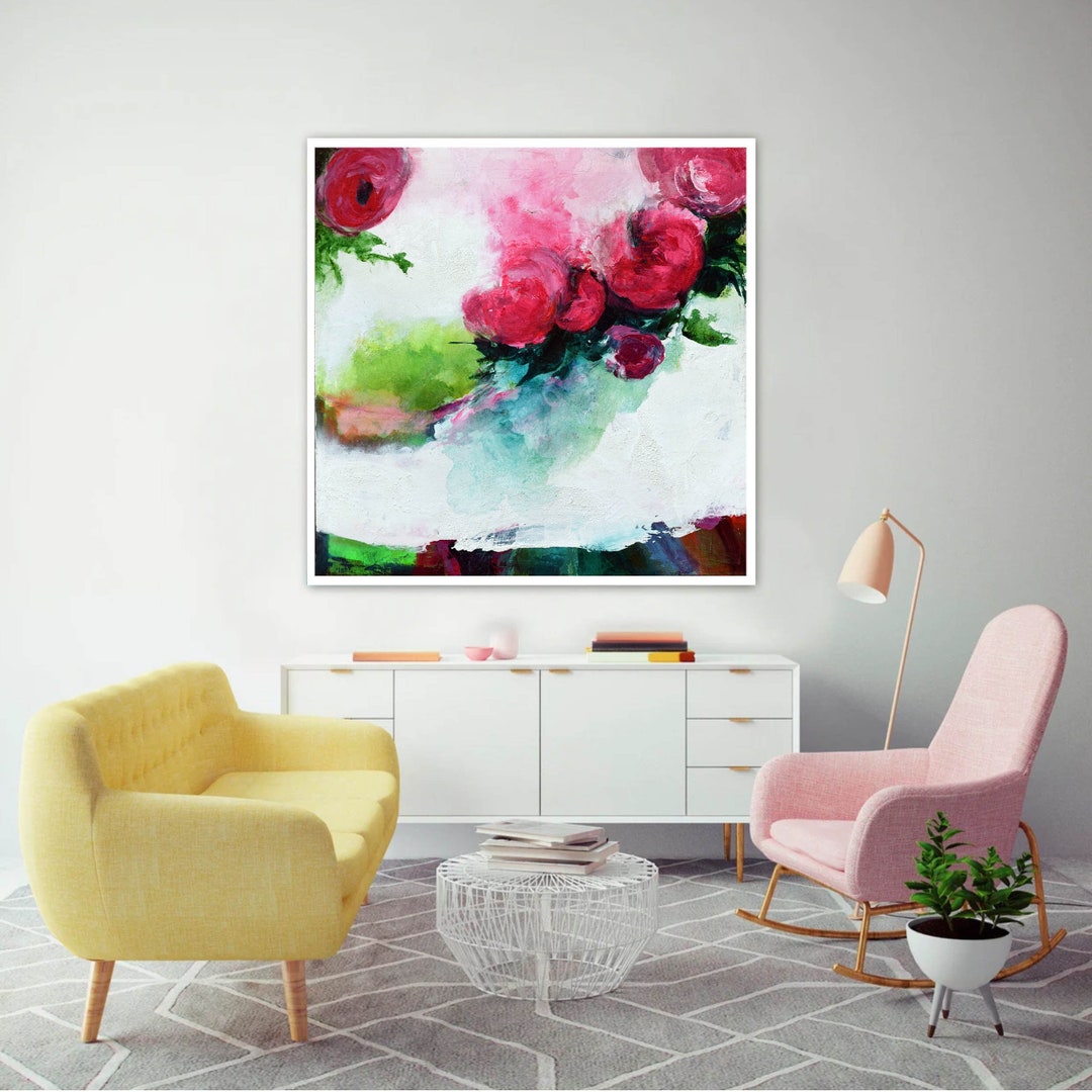 Large Floral Wall Art , Extra Large Floral Print , Abstract Floral ...