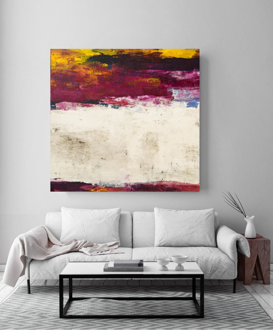 Hot Pink Wall Art, Hot Pink Abstract Art, Huge Wall Art Abstract
