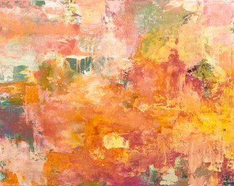 焦げたオレンジ色のアート、キャンバスに描かれた焦げたオレンジ