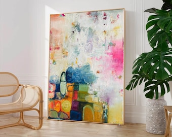 Colorful abstract painting, Large colorful painting, Modern elegant abstract art, Abstract painting on canvas, modern abstract wall art