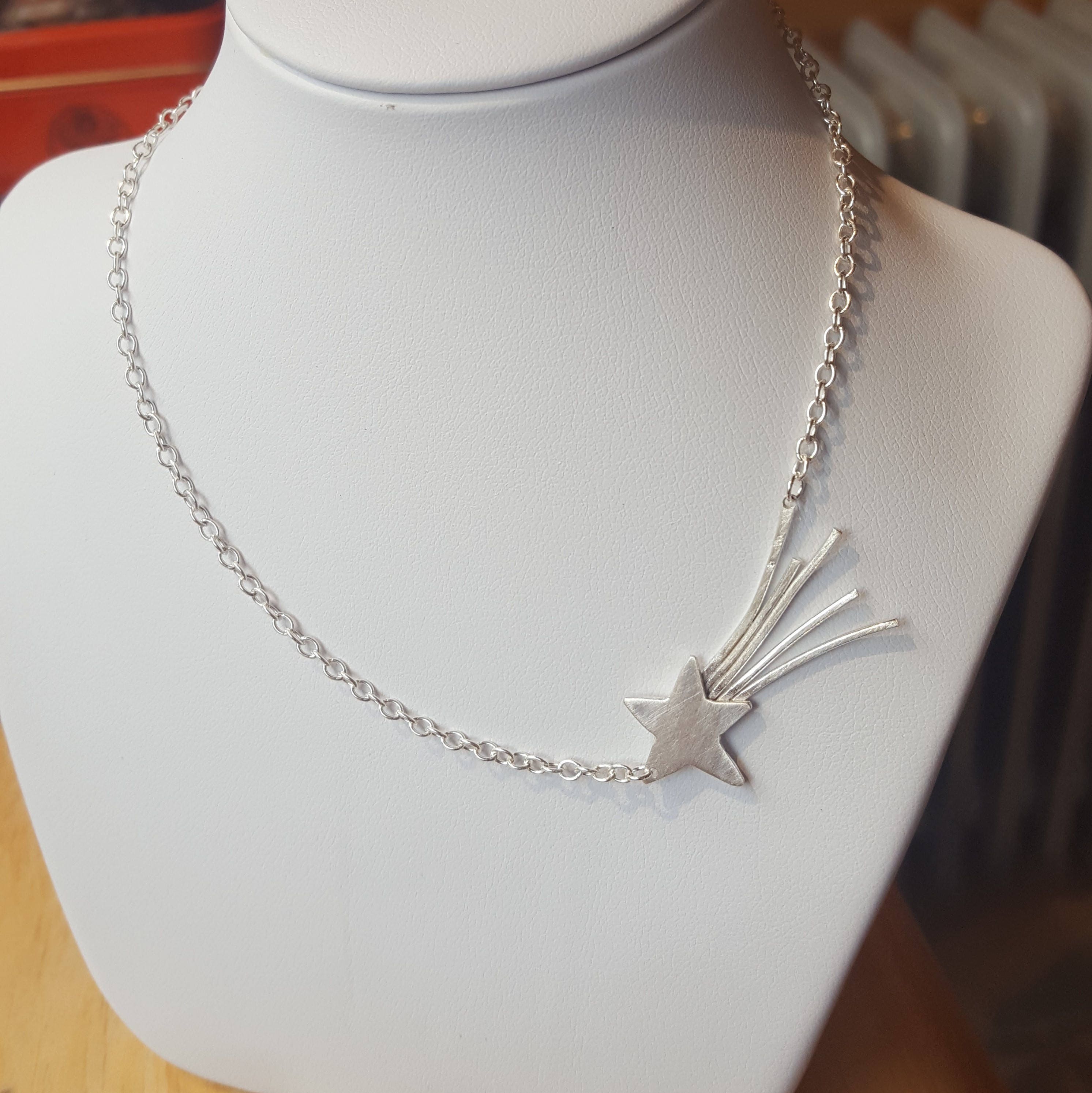 Buy Shooting Star Necklace, Sterling Silver Shooting Star Charm on a Silver  Cable Chain Online in India - Etsy