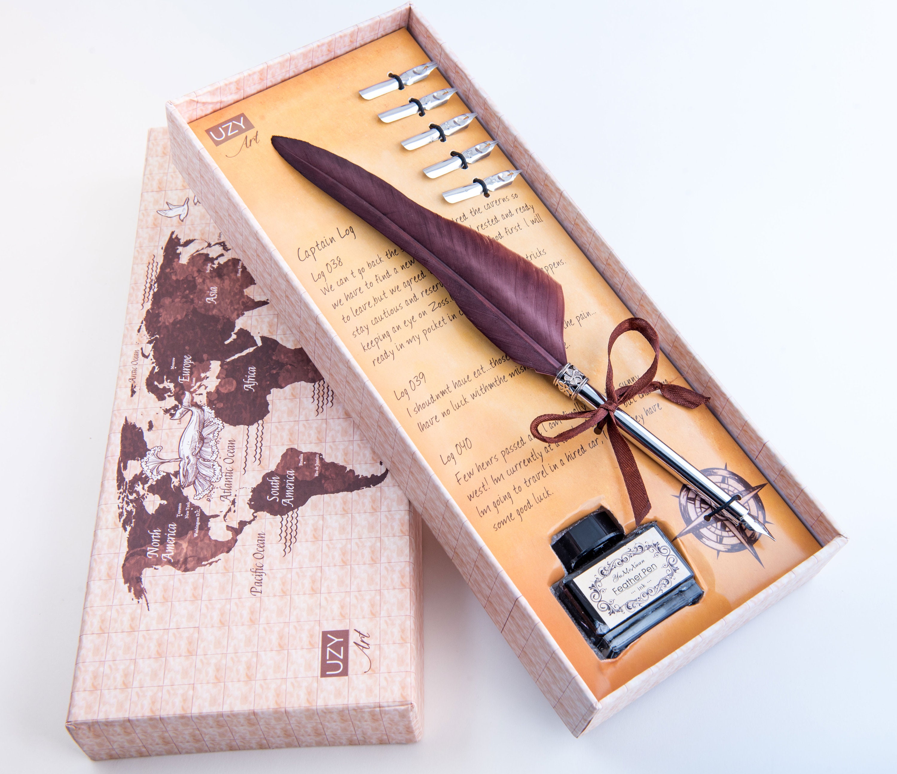 Handcrafted Beginner Calligraphy Pen Set Feather Quill Pen Starter Ki…