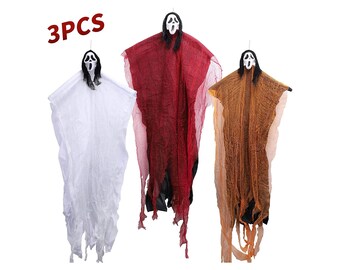 Halloween Party Hanging Ghost Set of 3, 35.4in (Reapers) Haunted House Decor Accessories, Ghost Party Supplies, Indoor and Outdoor