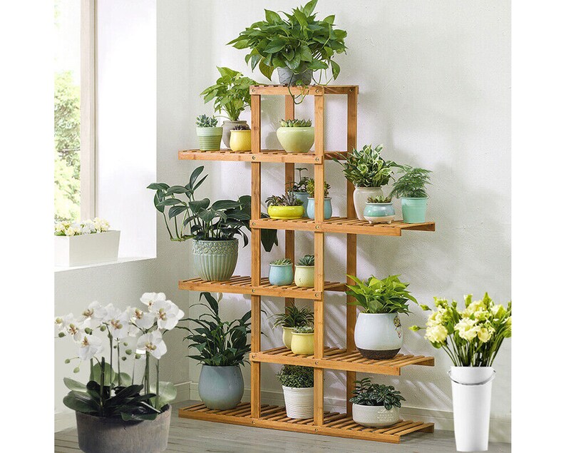 6tier Corner Plant Stand Shelf Wooden Plant Rack Stand Etsy