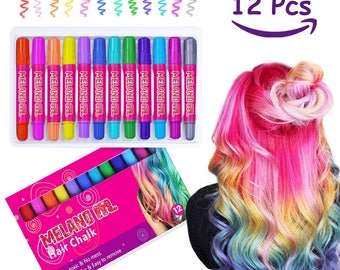 Girl Hair Chalk Set - Meland Temporary Hair Color for Kids Girl, Hair Dye Set Toys Gifts for Girls Age 4 5 6 7 8 + Birthday Party, 12 Color