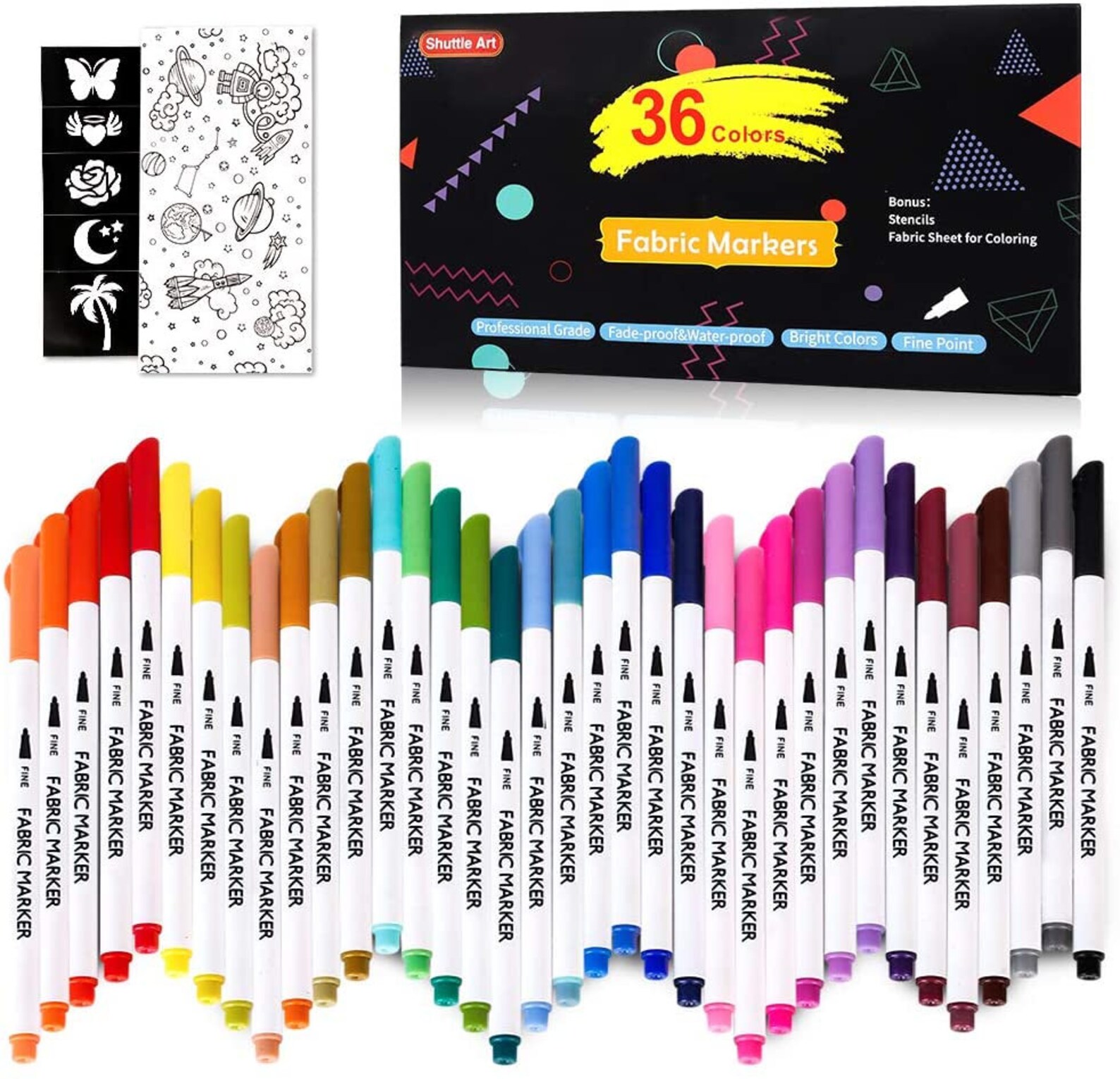 36 Pc Fabric Markers Pens Permanent Color Art Markers Set Fine Etsy