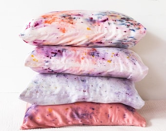 Silk Botanically Dyed Pillowcase / Hand Dyed Pillowcase / Dyed Silk Pillowcase
