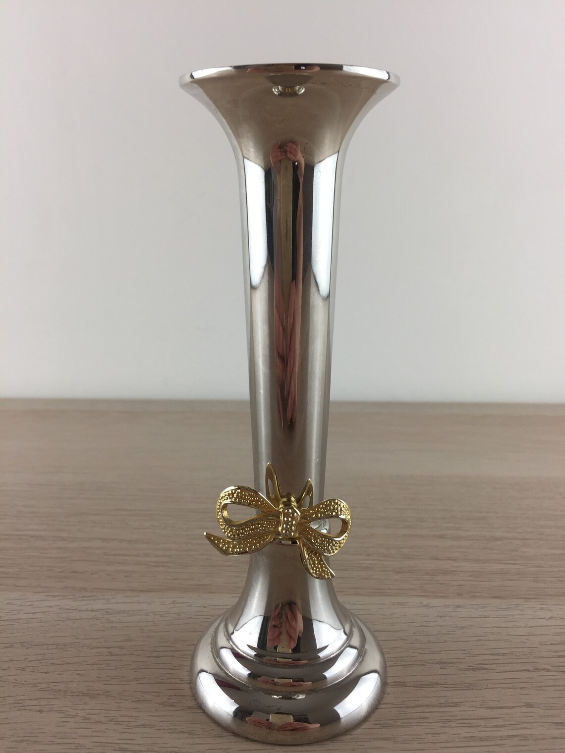 Vintage Silver plated fluted candlestick/bud vase with golden Etsy