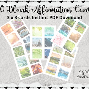 30 Printable Blank Affirmation Cards, Nature Note Cards, Journal Cards, Scripture Cards, Digital Download Vision Board Cards, Self Love Card